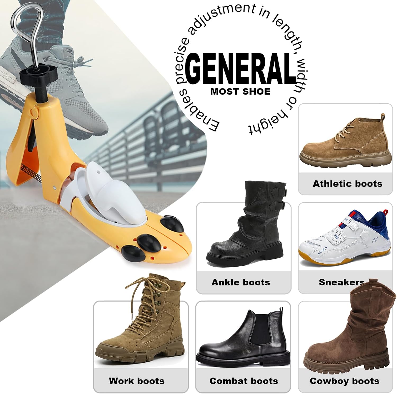 Shoe Stretcher for Men Women Boot, Adjustable Cowboy Boot Stretcher for Wide Feets, Width Length Instep Expander