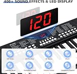37 Clés clavier piano pour les débutants - Batterie rechargeable intégrée (1200mAh) Instrument de musique électronique avec micro LED Écran 200 Tonalités 200 Rythmes 50 Démos, Cadeau pour débutants, Noir