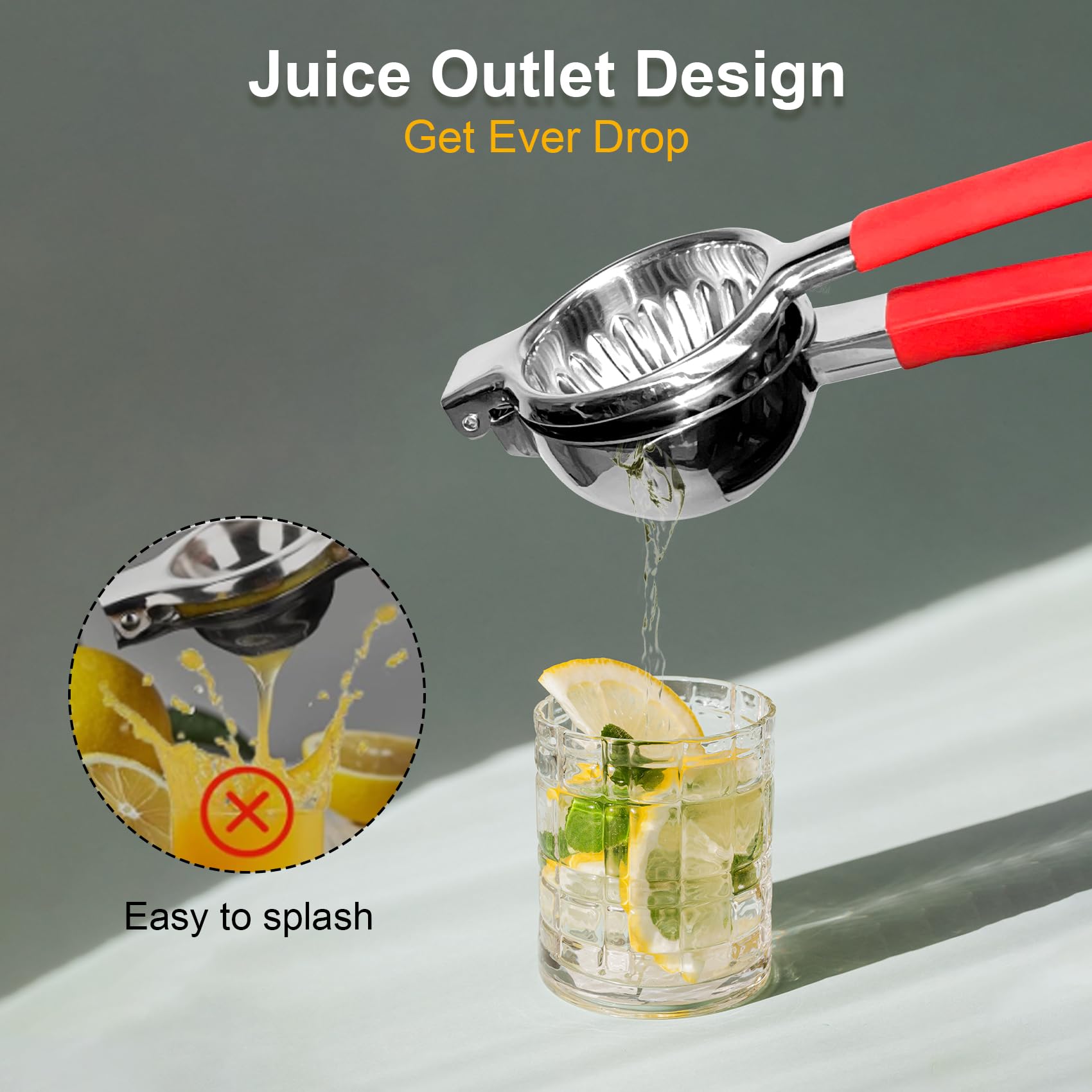 Presse-citron en acier inoxydable, grand presse-agrumes manuel, design en maille filtrante, anti-éclaboussures, avec poignée antidérapante, zesteur et brosse de nettoyage en acier inoxydable
