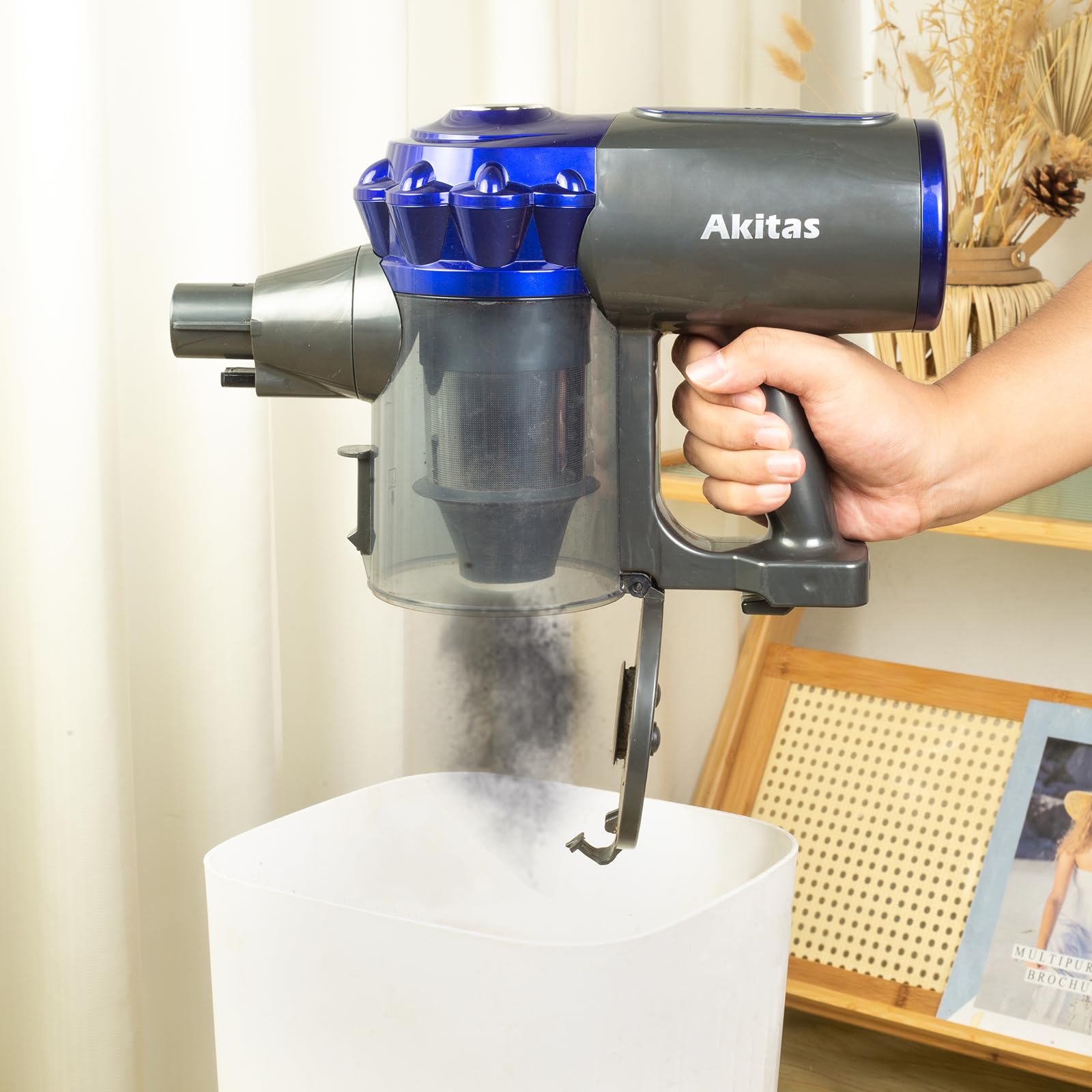 Akitas V8 3in1 Akku Staubsauger Kabellos Hand und Vertikal Leicht 22,2 V 150 W Wiederaufladbarer Lithium-Akku für Böden, Teppiche, Tierhaare