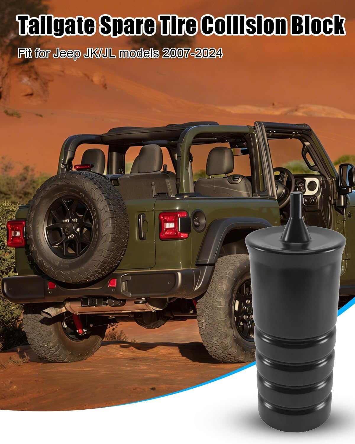 Tailgate Bump Stop Kit Compatible with Jeep JK JL Models 2007-2024, 4.25 Inch Tailgate Stabilizer Set, 4Pcs