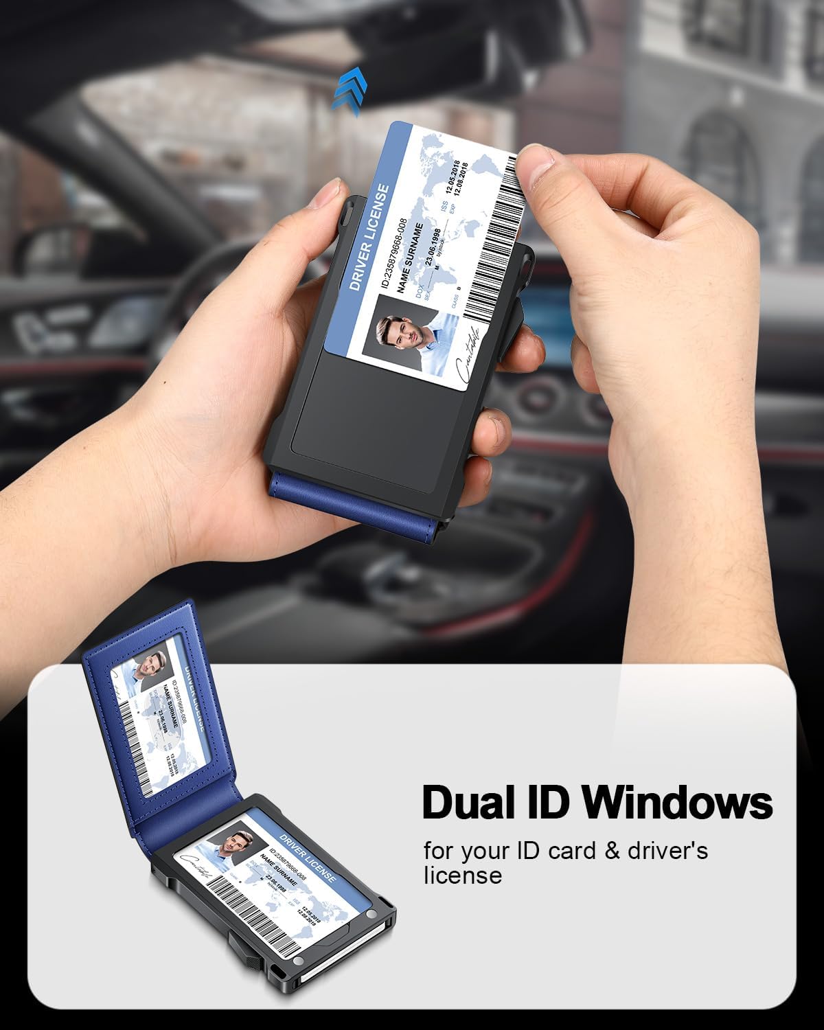 Wallet for Men RFID Wallet with 2 ID Windows & Money Clip, Slim Pop Up Card Holder ... - Image 4