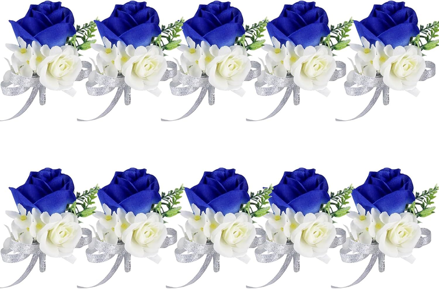 Sapphire Blue Rose Boutonniere for Men, Groom Boutonniere Artificial Flowers,Men Wedding Boutonnieres with Pins for Prom Party Homecoming (10pcs)