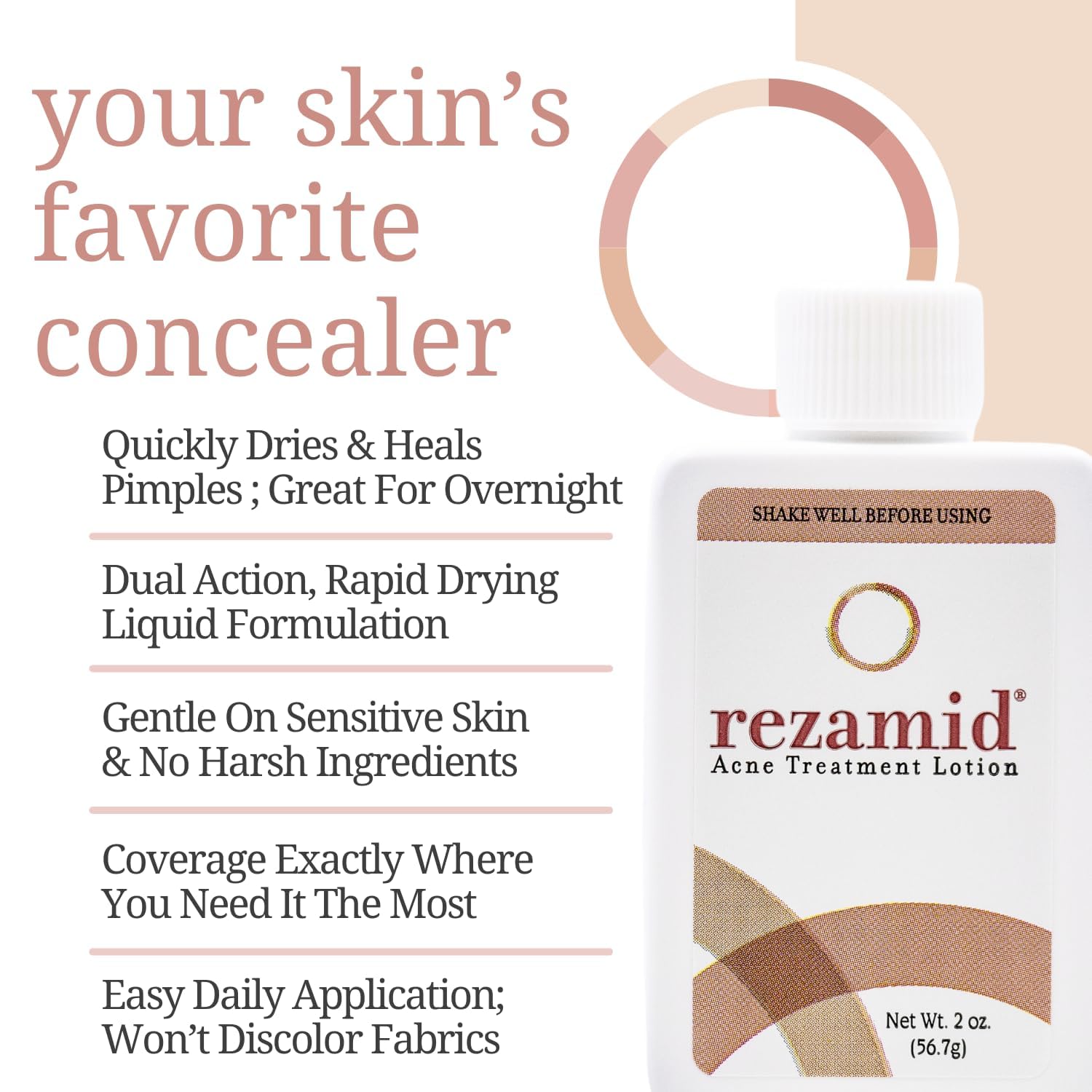 Acne Spot Treatment Lotion For Pimples - Skin Clearing Blemish Concealer For Oily Skin With 5% Sulfur & 2% Resorcinol - Sensitive Skin Makeup - Skin Tone Matching Foundation - 2oz - Image 2