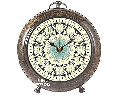 KAPLAR - Handmade Antique Wooden Table Clock Desk Clock Nautical Style Home & Office Study Living Room Decoration Gift Item (5 Inch Brown)