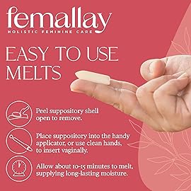 Femallay Organic Vitamin E Vaginal Melts - 3 Pack - Relief for Menopause Dryness & Irritation - 14 Count + Applicator