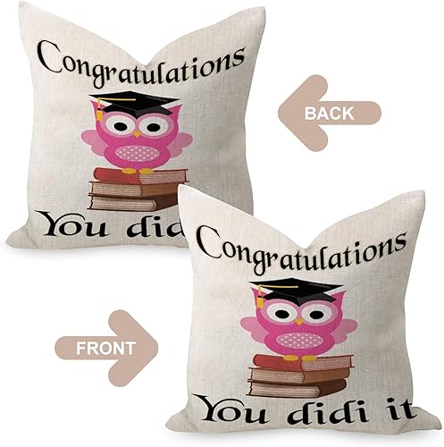Miniatura 4 de Comfortable Throw Pillow Cover 18x18 Inch Congratulations You Did It Owl Elegant Graduation Cap Diploma Home Decor Throw Pillow Cases Square Linen