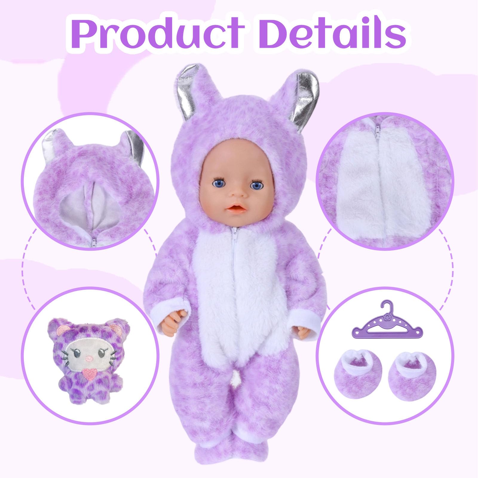 Baby Doll Clothes for 14-18 Inch Doll, Baby Dolls Accessories for 35-45cm Dolls, Cute Jumpsuit, Socks, Cute Pendants, Hanger - Image 4