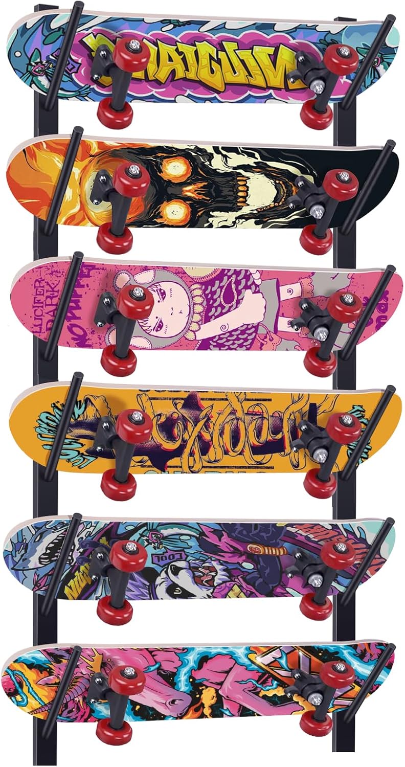 Snowboard Rack-6-Tier Skateboard Wall Mount