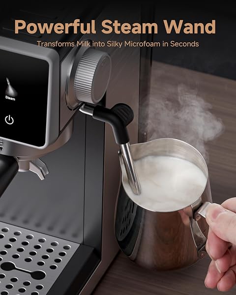 AMZCHEF Espresso Machine with 20 Bar Pressure, Integrated Grinder & 3-Temp Hot/Cold Brew | Versatile Coffee Machine with Milk Frother for Lattes/Cappuccinos, 61oz Water Tank, Black - 5