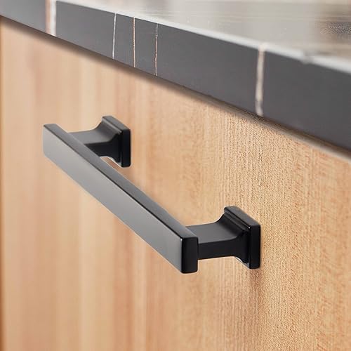 Miniatura 5 de TUNNY Paquete de 10 manijas clásicas rectangulares sólidas para gabinete, 5 pulgadas5.039 in de distancia entre tornillos, manijas de hardware negro