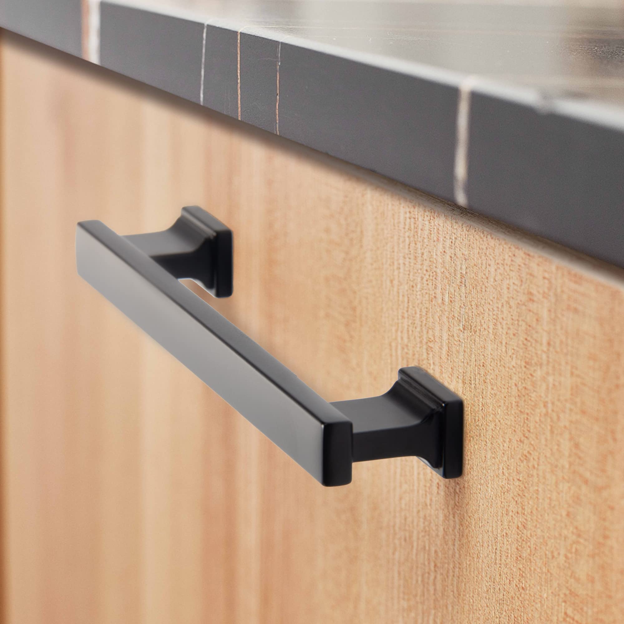 Lot De 4 Poignées De Porte, D'armoire Et De Tiroir, Noir Mat