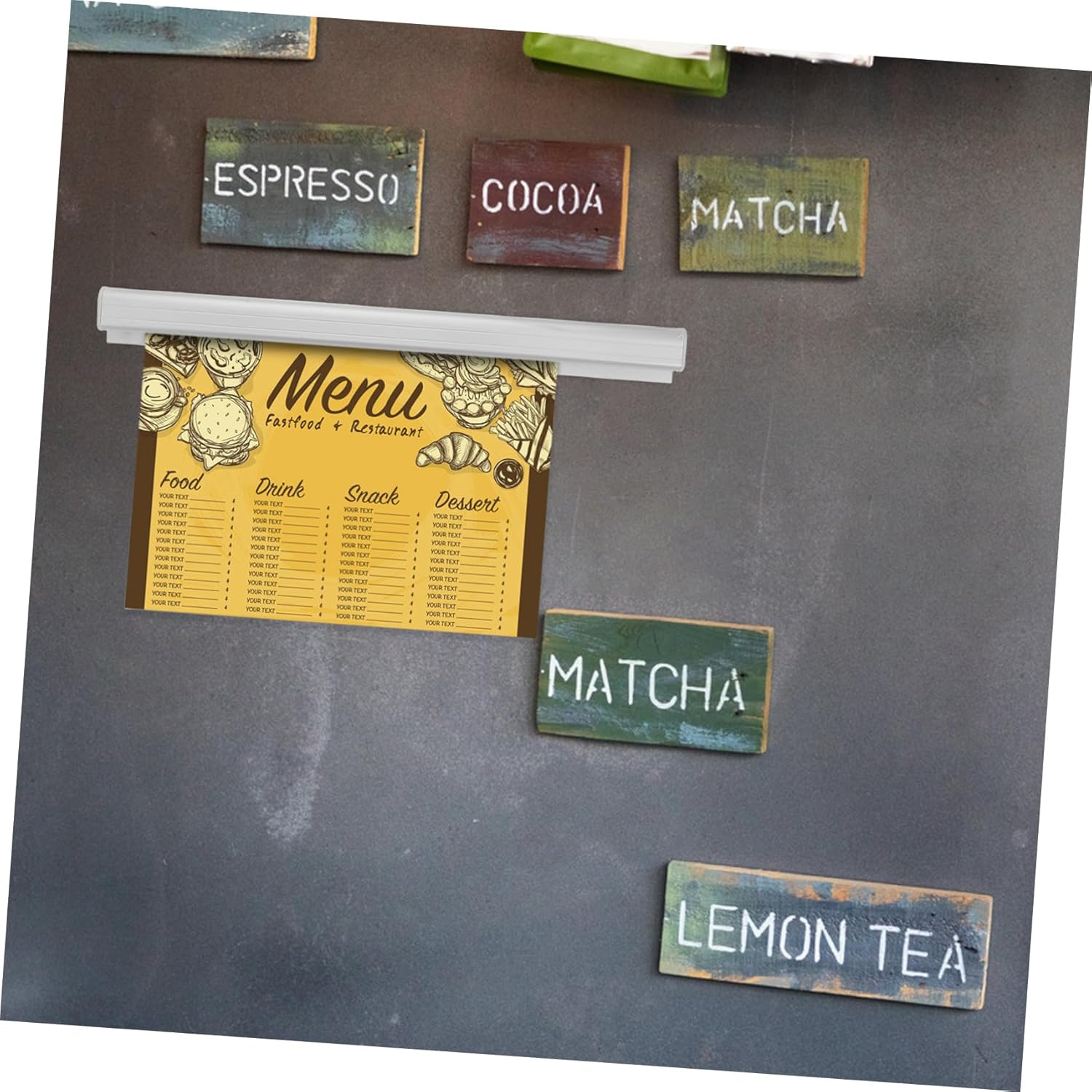 Zerodeko 4pcs Kitchen Menu Clip Holder No Drill Order Display Rail for Restaurants Cafes and Bars Aluminum Ticket Holder for Efficient Receipt Management