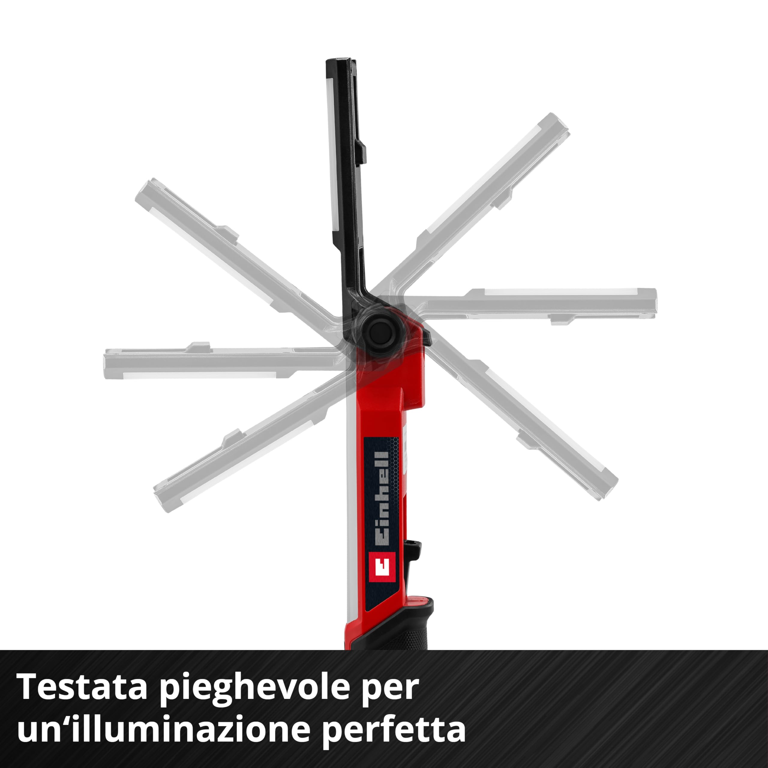 Lampada Einhell TE-CL 18/1000 S Li-Solo Power X-Change (18 V, testata orientabile, 3 opzioni luce, pannelli luminosi pieghevoli, 15 LED, 1000 Lumen, 5700 Kelvin, senza batteria)