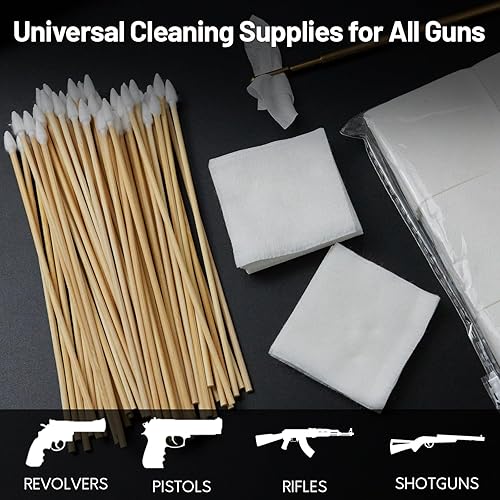 Miniatura 2 de PINGMIC Kit de limpieza de pistola de 1000600 piezas, parches de pistola de algodón de 2 x 2 pulgadas sin pelusa y hisopos de limpieza de pistola de