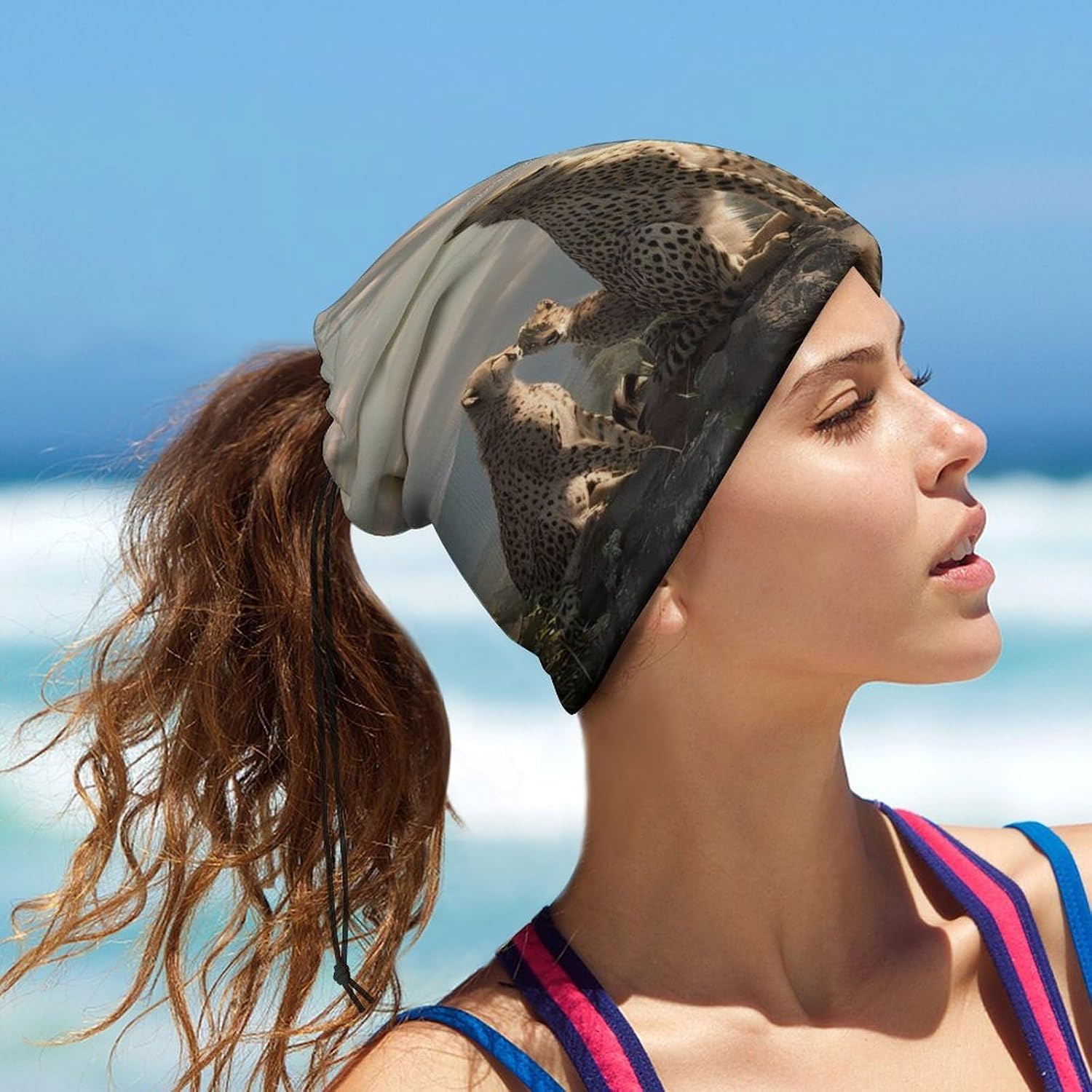Big Cat Leopard Family Neck Gaiter Multifunctional Face Mask Windproof Head Wrap for Men Women