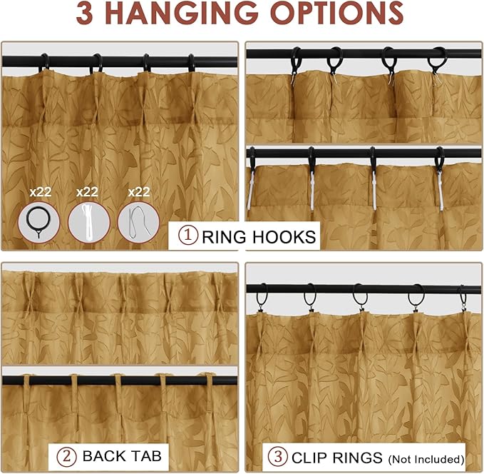 Cortinas Sheer Lecloud Dark Gold 96" Largo 2 Paneles miniatura 5