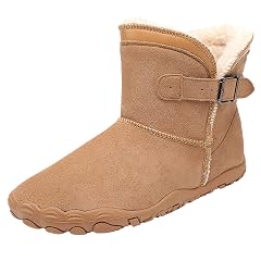 Hike Winter Barefoot Boots Womens Mens Faux Fur Lined Winter Ankle Booties Buckle Decor Wide Toe Waterproof Snow
