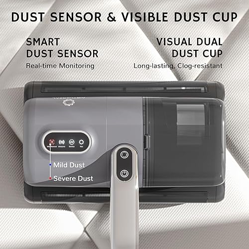 Miniatura 3 de AIRTHEREAL Aspiradora de colchón M1, aspiradora de cama 6 en 1 con vibración de alta frecuencia, rotación de cepillo doble de 80,000 RPM, luz UV-C,