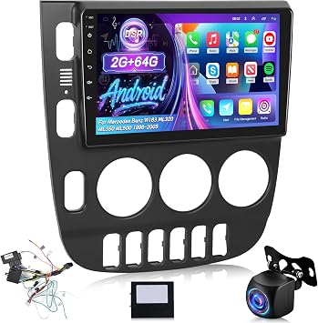 [2+64G] for Mercedes Benz W163 ML320 ML350 ML500 1998-2005 Car Radio, 9 inch Touchscreen Android 15 Stereo - Wireless Carplay and Android Auto, 5G/WiFi, DSP/EQ, FM/RDS Radio, SWC + Backup Camera