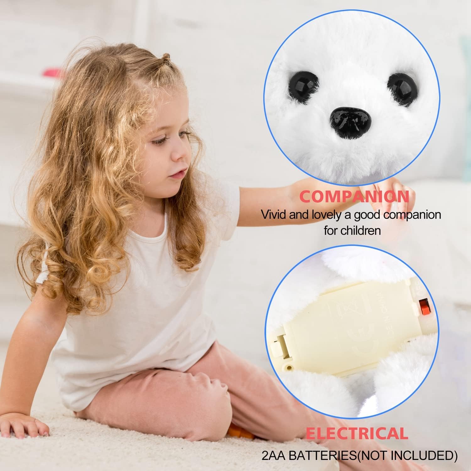 WorWoder Plush Bichon Frise Toy Puppy Electronic Interactive Pet Dog - Walking, Barking, Tail Wagging, Stretching Companion Animal for Kids (Bichon Frise)