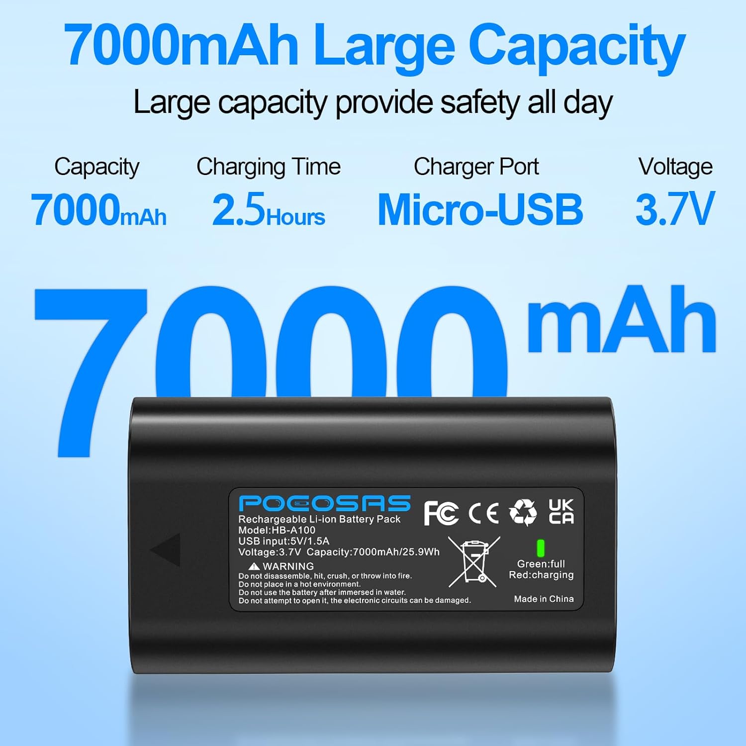 Rechargeable Battery 7000mAh Compatible with TP-Link Tapo Battery for Tapo C400, Tapo C420, Tapo D230 HB-A100, TP-Link C400S2, C420S1, C420S2, D230S1 Camera Batteries (2-Pack)