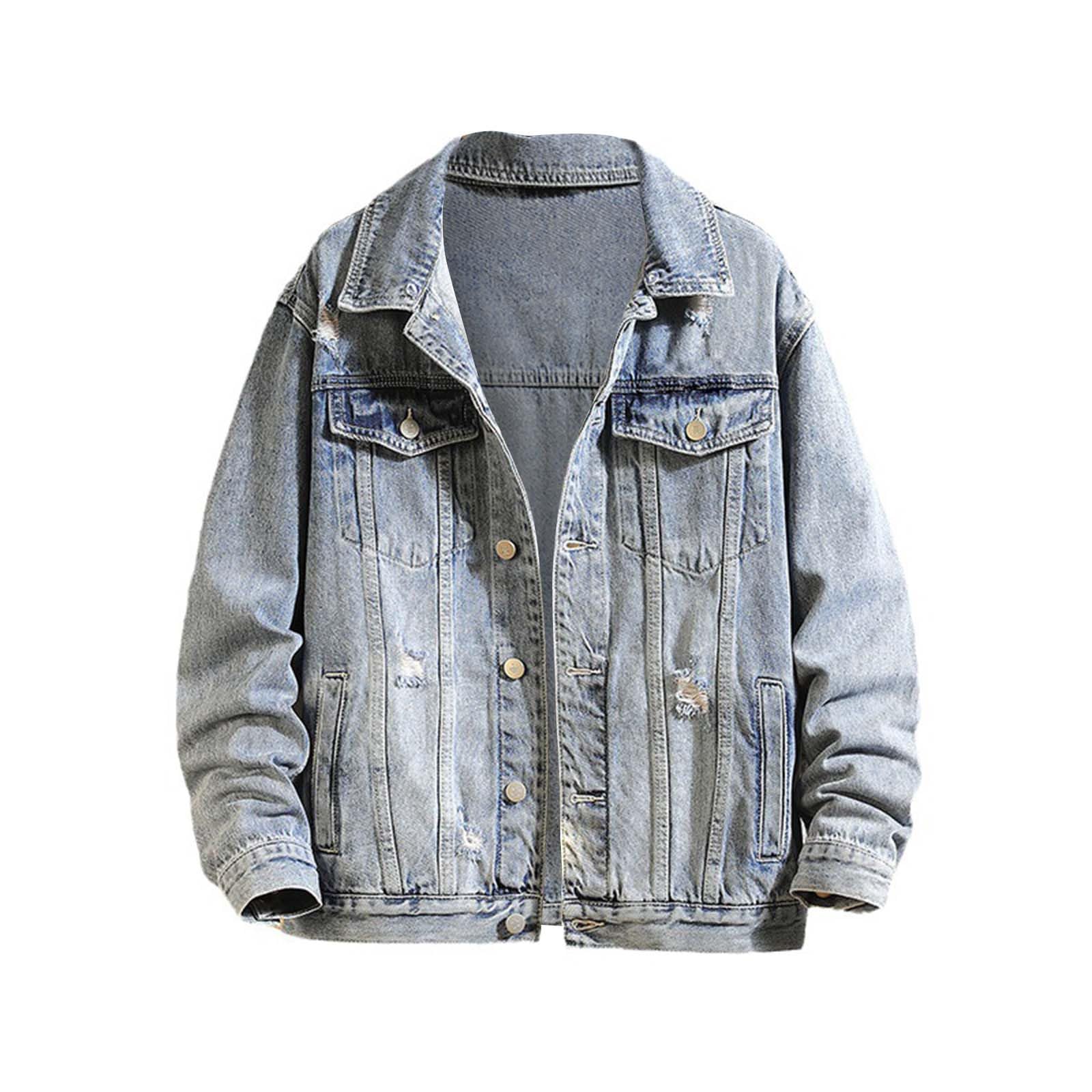 Giacca di jeans casual allentata da uomo giacca in denim retrò giacca da uomo Y2K jeans cappotti streetwear cappotti giovanili giacche harajuku alla moda abbigliamento casual capispalla vestibilità