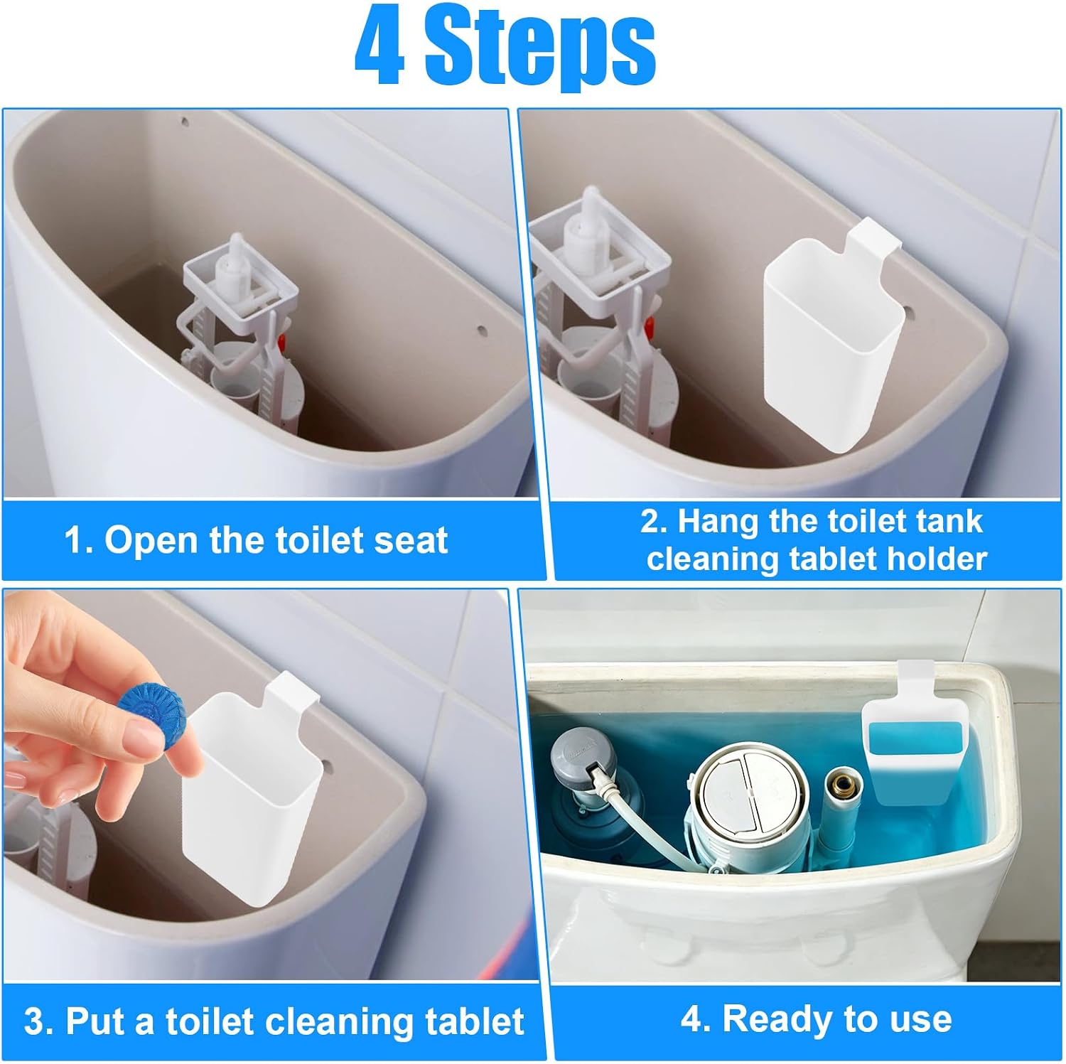 Toilet Tank Bowl Holder with 20 Foam Pads, Practical Bathroom Toilet Tank Caddy Bathroom Hanging Hanger Plug and Play for Easy Installation (White) image 5