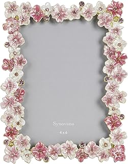 Pink Flower Picture Frame 4x6 Blossom Photo Frame for Tabletop Display, ...