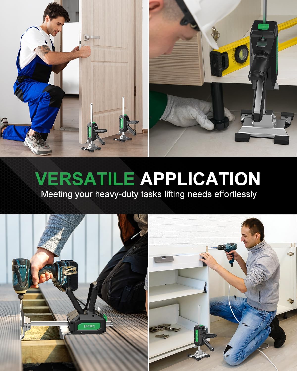 Kolvoii Furniture Jack 2 Pack, Construction Jack with Two-Speed Drop Modes, Multi-Function Height Adjustment Lifting Device Labor Saving Arm