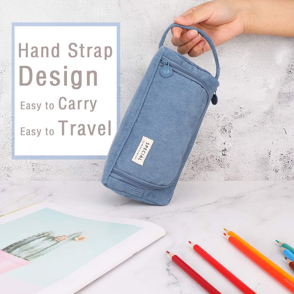 iSuperb Big Capacity Pencil Case Corduroy Large Pencil Pouch Portable Pen Bag Zipper Organizer Makeup Cosmetic Bags for Women Office