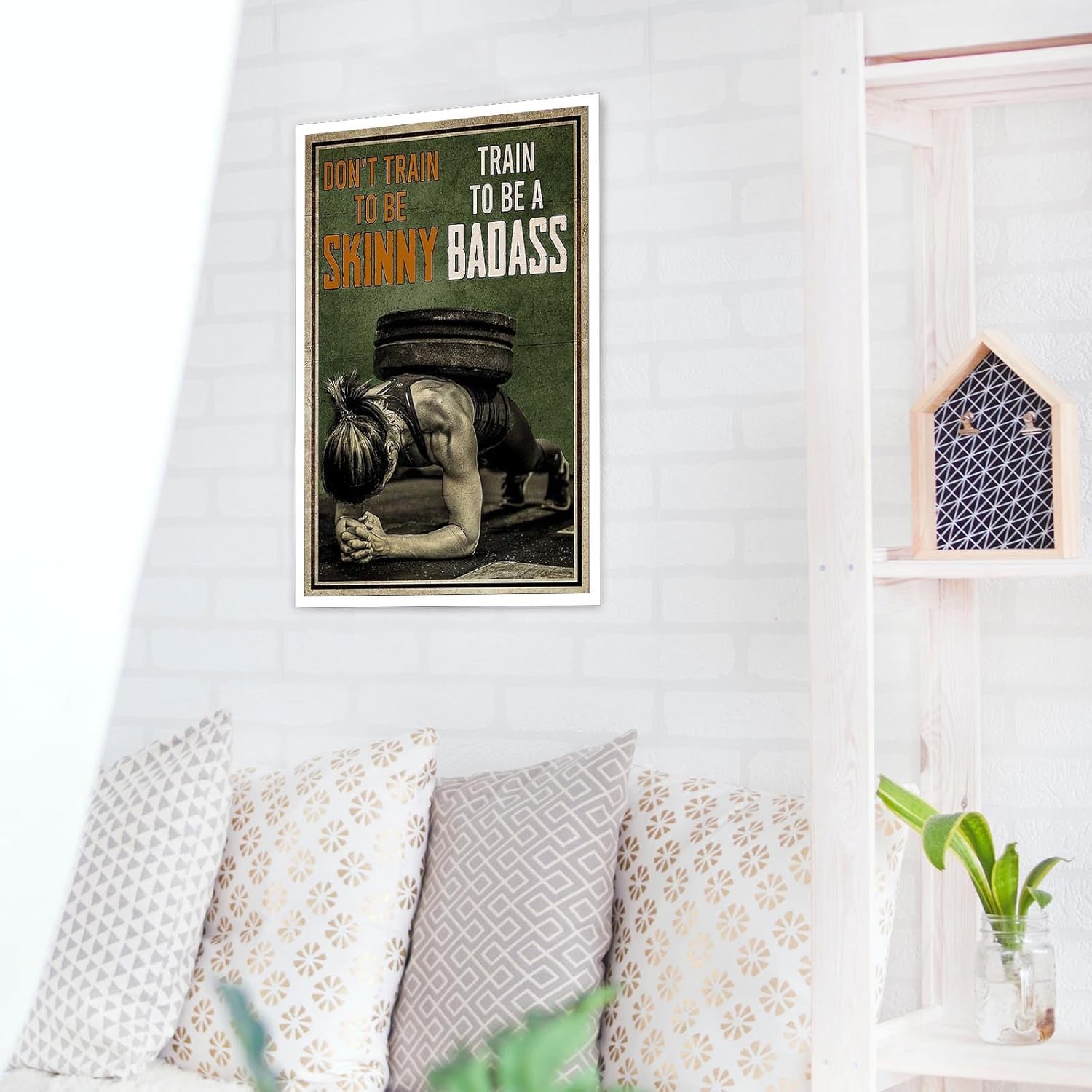 Retro Training Sports Canvas Posters Vintage Women'S Fitness Workout Wall Art Trendy Body Building Inspirational Minimalist Prints Painting For Gym Club Living Room Wall Decor 24x36in Unframed