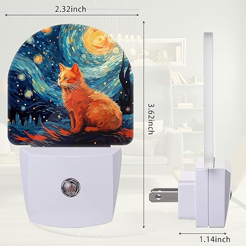 Miniatura 2 de Luz nocturna de gato estrellado, luz nocturna enchufable a la pared con sensor de atardecer a amanecer, lámpara LED de ahorro de energía para