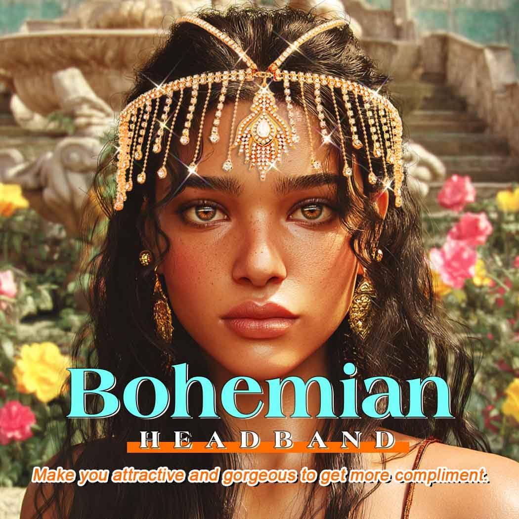 ACEDRE Egyptian Headpieces Gold Boho Rhinestone Head Chain Cleopatra Costume Hair Accessories for Women