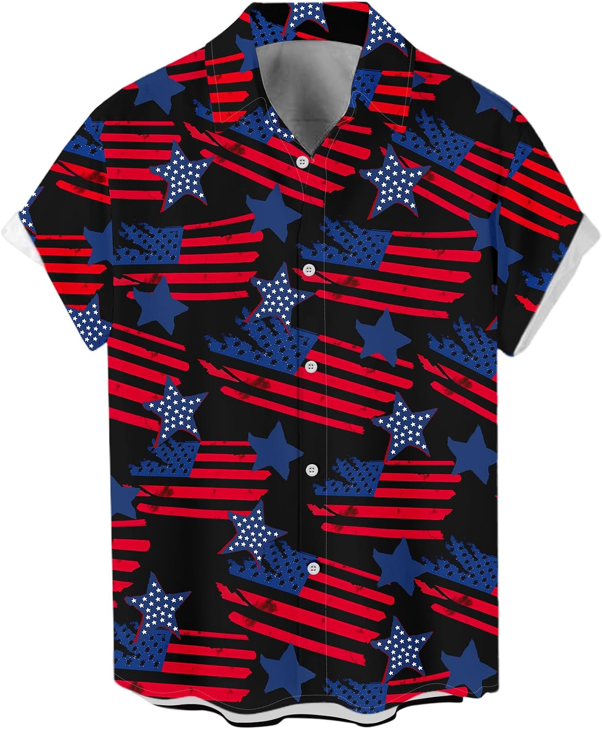 WHO IN SHOP Men's 4th of July American Flag Patriotic Shirts Short Sleeve Button Up USA Memorial Day Shirts