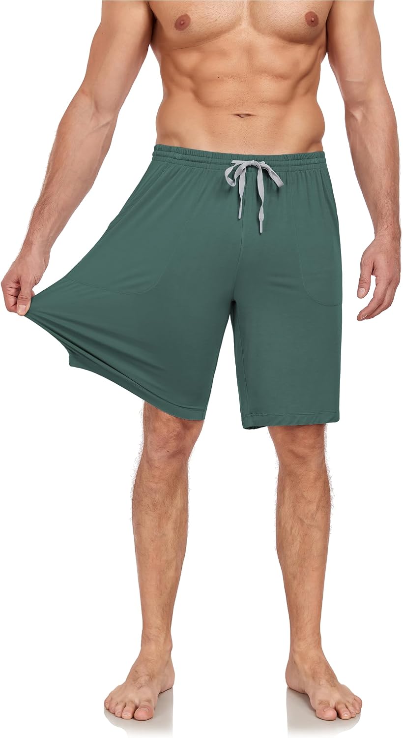 COLORFULLEAF Mens Bamboo Rayon Pajama Shorts Soft Pajama Bottoms Comfy Lounge Sleep Shorts with Pockets