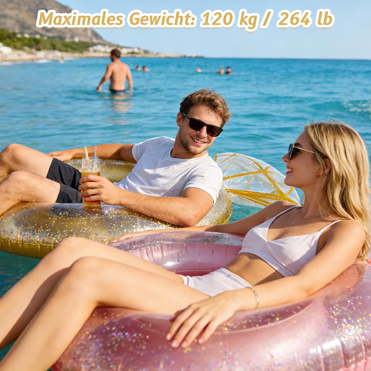 Swimming Ring Pool Ring, Swimming Ring Doughnut Swimming Ring Adults, Bath Island Swimming Animal Air Mattress Pool for Pool Party, Beach, Summer Party, Birthday Party, Wedding