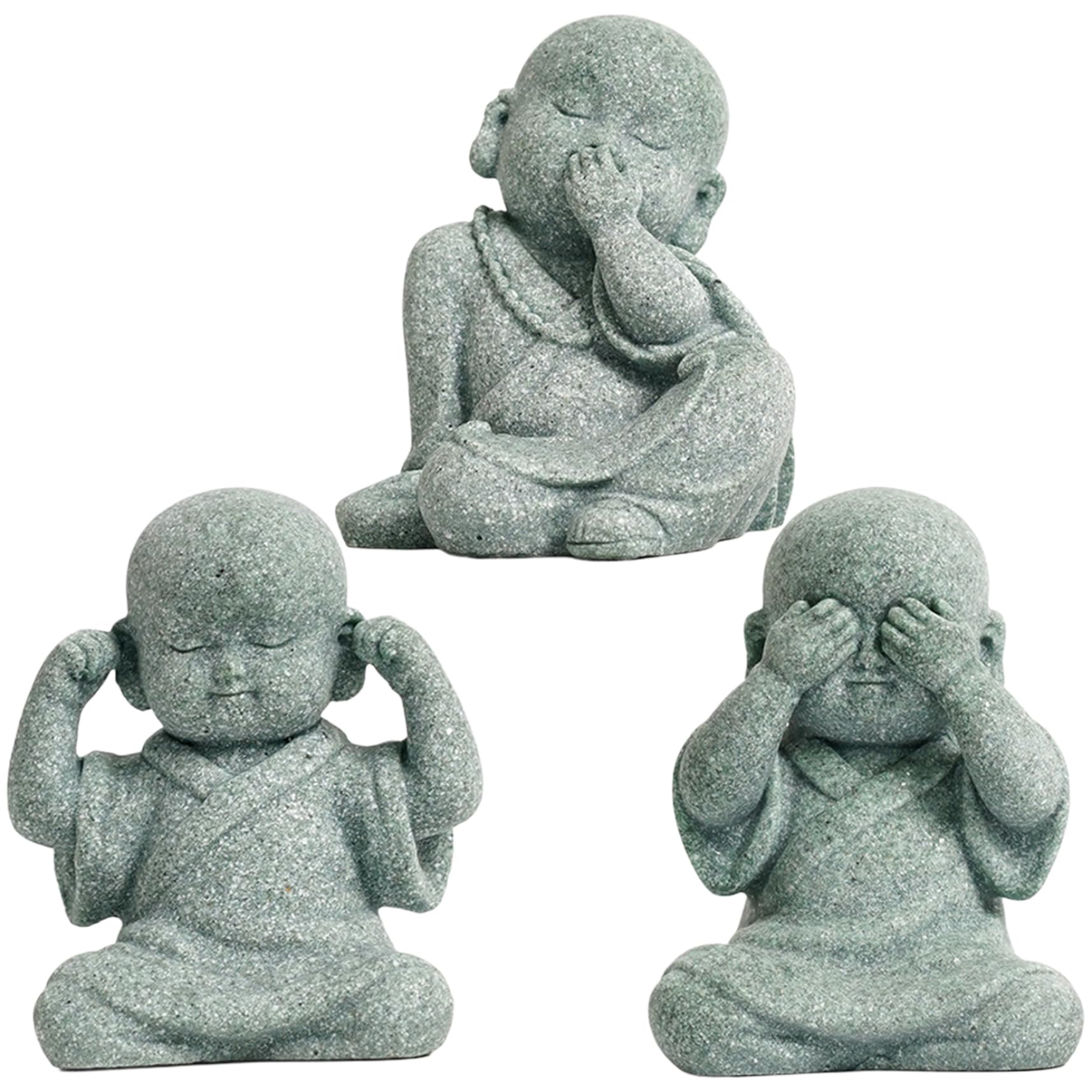 Vervevum 3Pcs Baby Buddha Statue Cute Delicate Monk Figurine Realistic Resin Baby Buddha Decorative Mini For Gardening Microlandscape