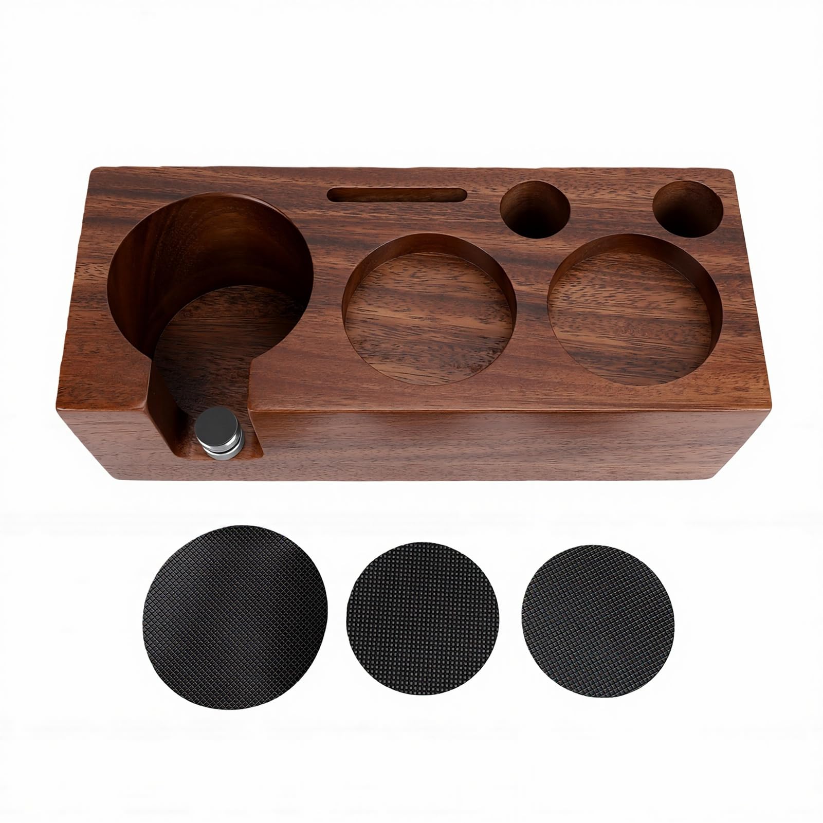 Naroote 51 Mm 53 Mm Espresso-Tampingstation, Walnuss-Kaffeezubehör-Organizer mit Effizienter Aufbewahrung, Platzsparender und Rutschfester Basis für Heim-Baristas