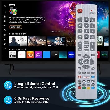 Replacement Sharp TV Remote Control, Universal TV Remote Sharp Remote Controls for Smart TV with 4 Shortcuts Button, No Setup Required