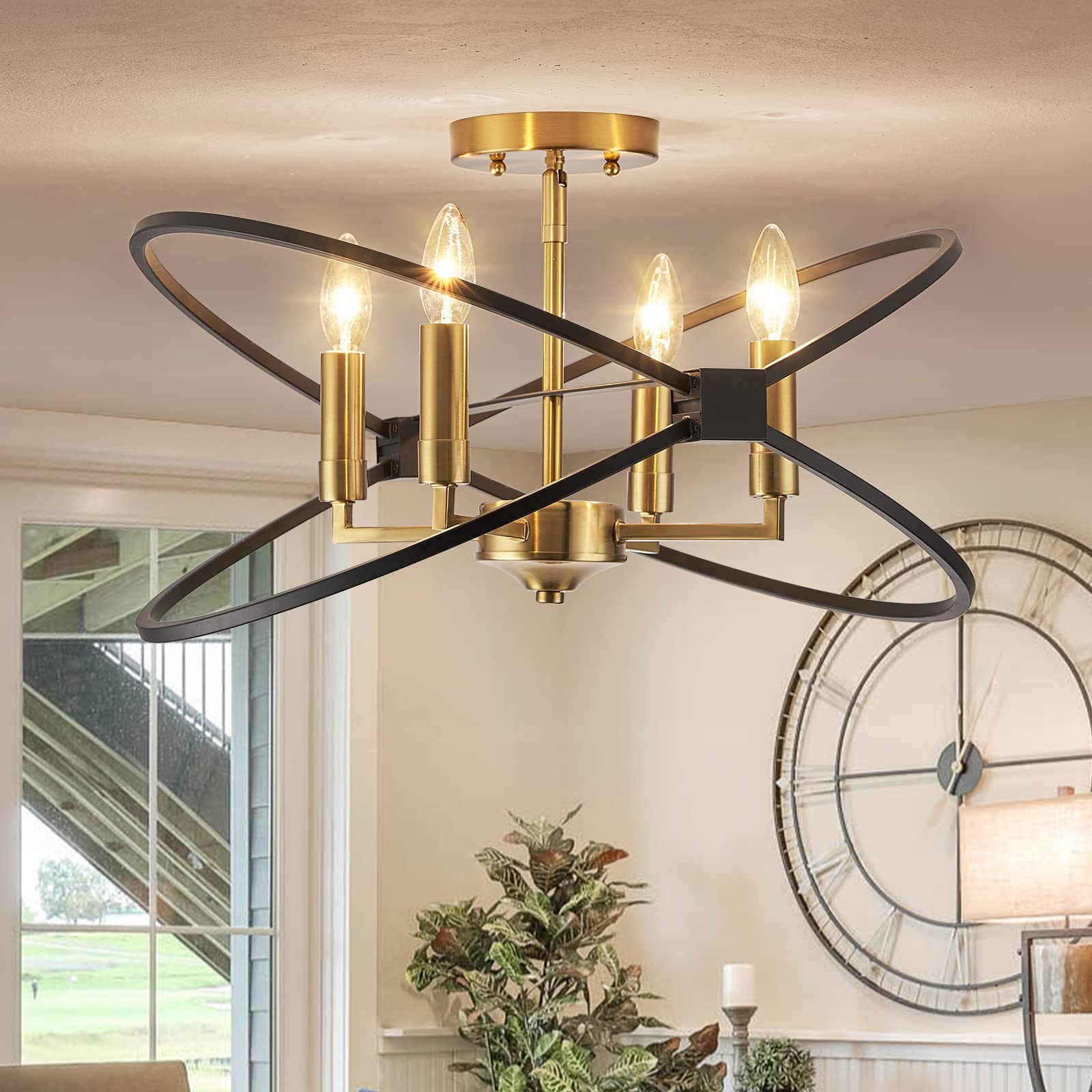 FookChak 4Light Gold Chandelier Industrial Chandelier Light Fixture