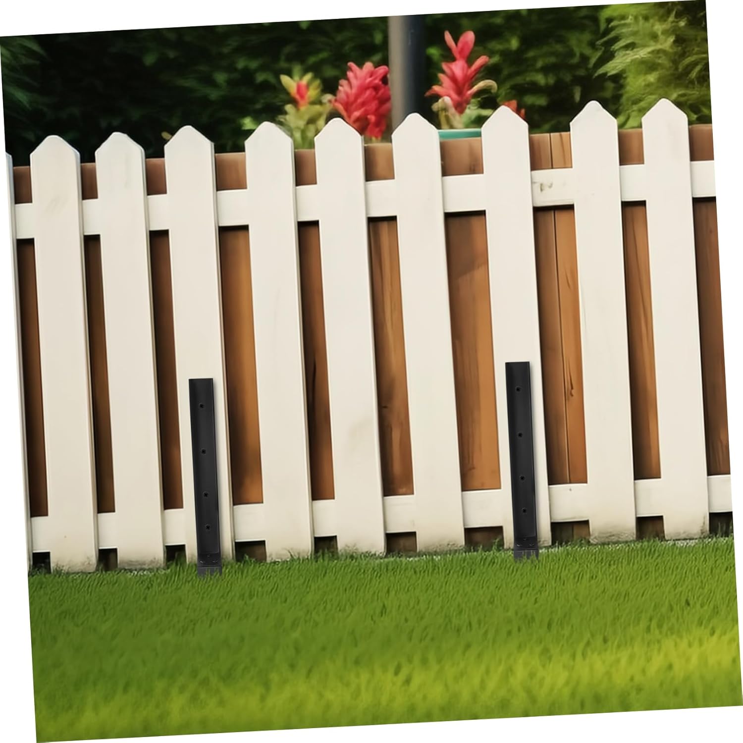 jojofuny 2Pcs Heavy Duty Fence Post Repair Stakes Kit Weather Resistant Anchor Ground Spike for Outdoor Fence Post Stabilization for Garden and Backyard Use