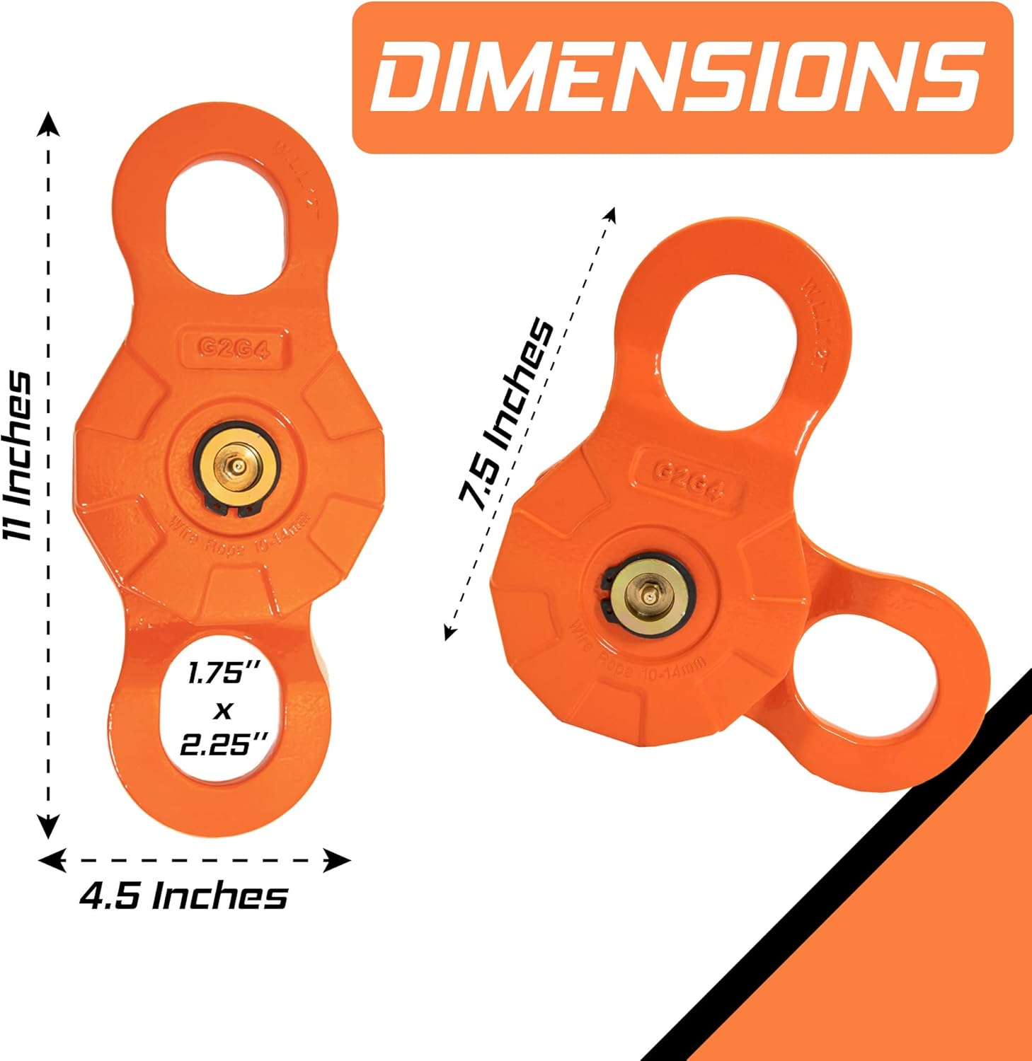 G2G4 Snatch Block 12 Ton | Heavy Duty Snatch Block and Tackle Pulley System for Synthetic Rope or Steel Cable | Recovery gear Winch Accessories for Jeep, Truck, UTV & ATV I Snatch Block Pully Wheel