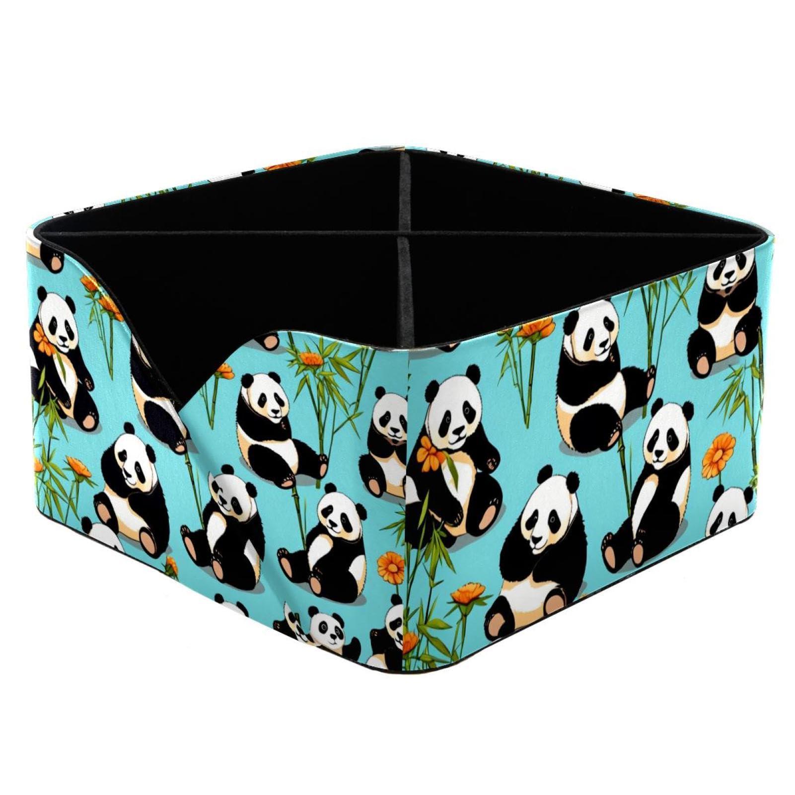 Pot à crayons panda bleu rectangulaire et organiseur maquillage femme