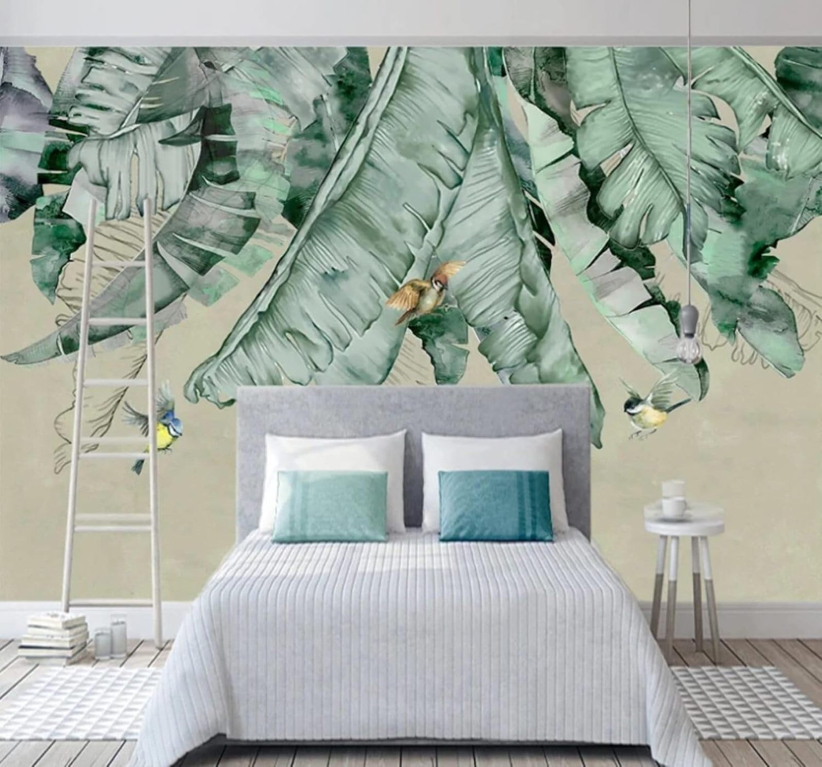 XLMING Vintage Hand Drawn Plants Banana Leaves Birds 3D Wallpaper Luxury Home Dining Decor Paste Sofa Living Room The Wall for Bedroom Mural-300cm×210cm
