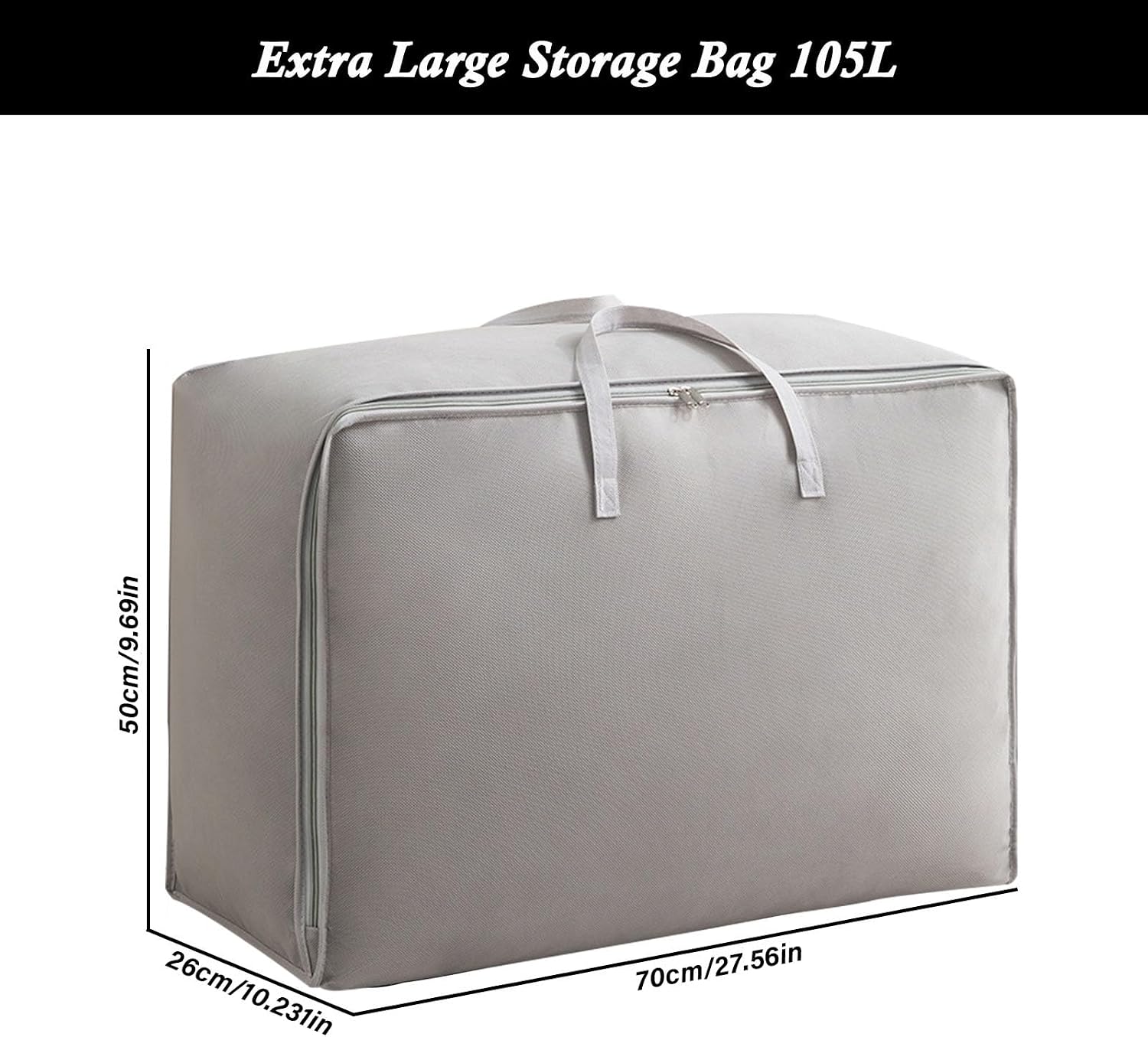 100L Extra Large Storage Bags for Pillow, Blanket, Quilt, King Comforter, Bedding, Clothes, Sheets - Folding Moving Storage Bag Closet Organizers with Strong Handles Zippers (2 Pack, Grey)