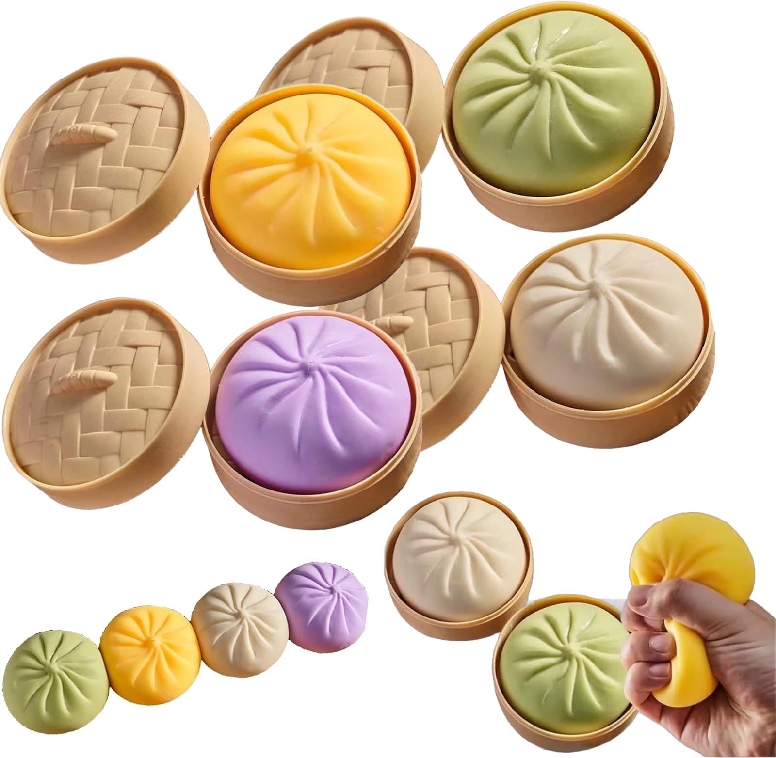 Viral Dumpling Squishy, Dumpling Squishy, 4 Inch Slow-Rising Hand Squeeze Bal...