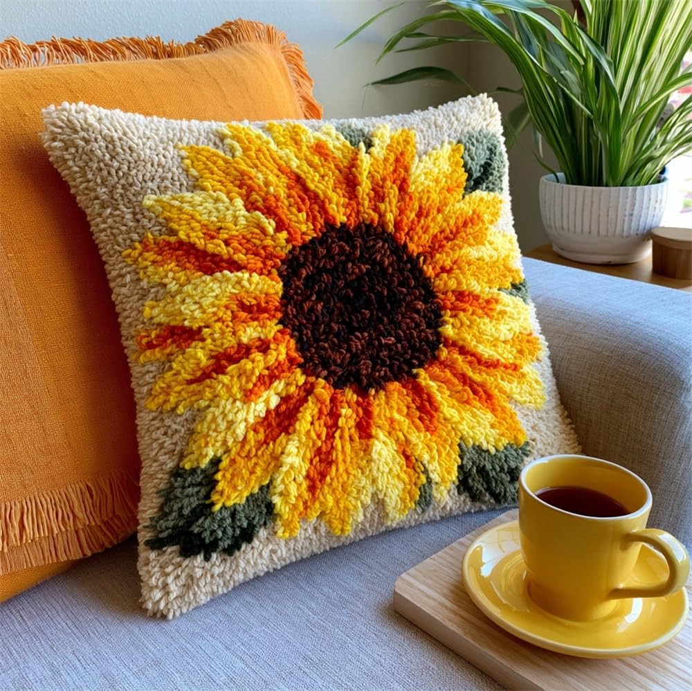 Kitphoenix Sunflower Latch Hook Kits For Adults,
