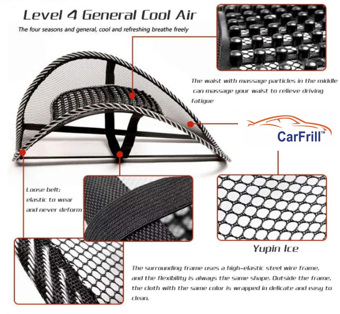 Carfil Car seat chair Kushn Lumbar Back Support for Car Office Office Office Office Massage Mesh ventilate Dard Relief Cushion Pad Carfil Car seat chair Kushn Lumbar Back Support for Car Office Office Office Office Massage Mesh ventilate Dard Relief Cushion Pad