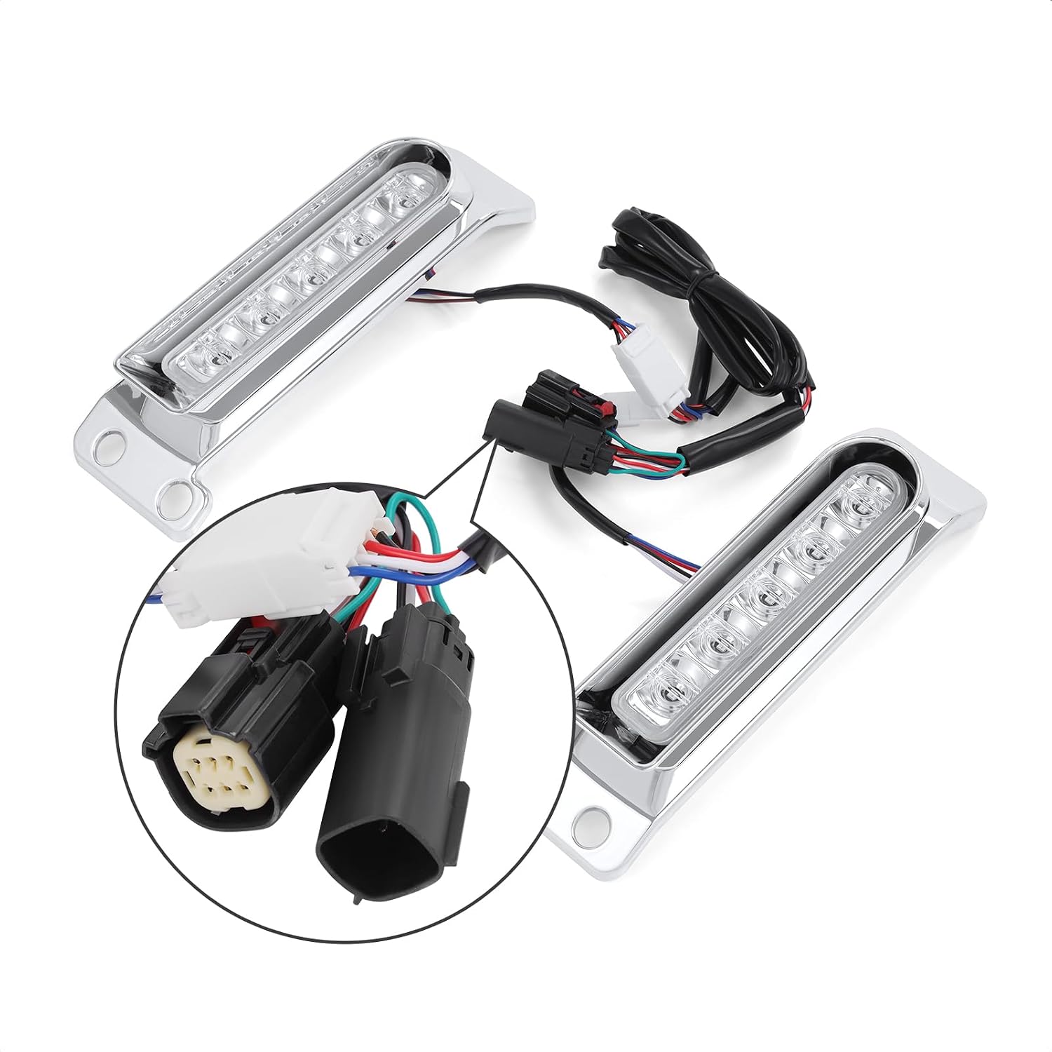 Rear Fender Filler Panel Lights Saddlebag LED Inserts Support Auxiliary Light Fit for Harley Electra Glide Ultra Limited Road King Road Glide 2014-2024 (Chromed Housing Transparent Lens)